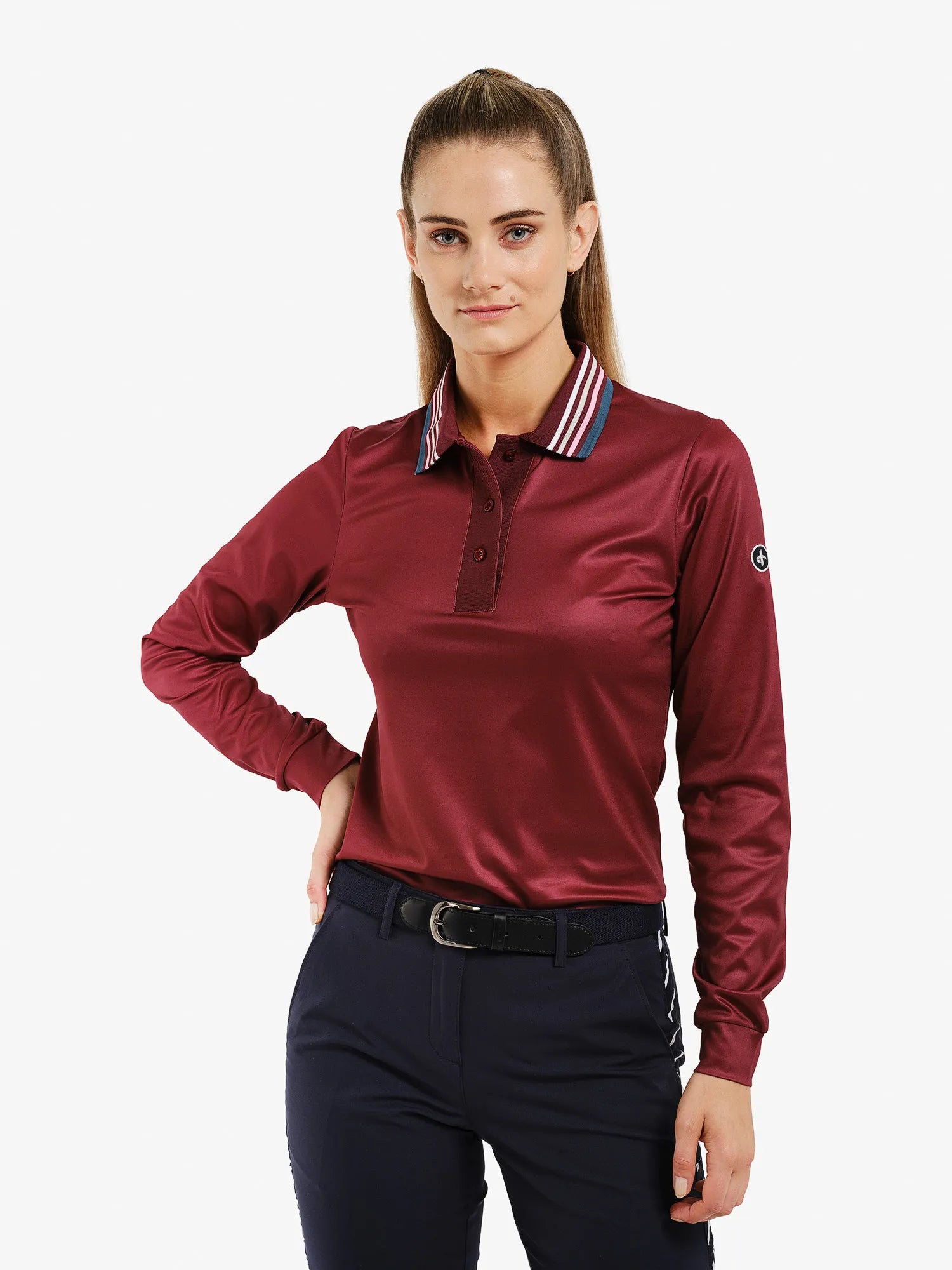 W_BLANK_Stripe_BLANK_Polo_BLANK_LS_Burgundy_1_Cross_BLANK_Sportswear