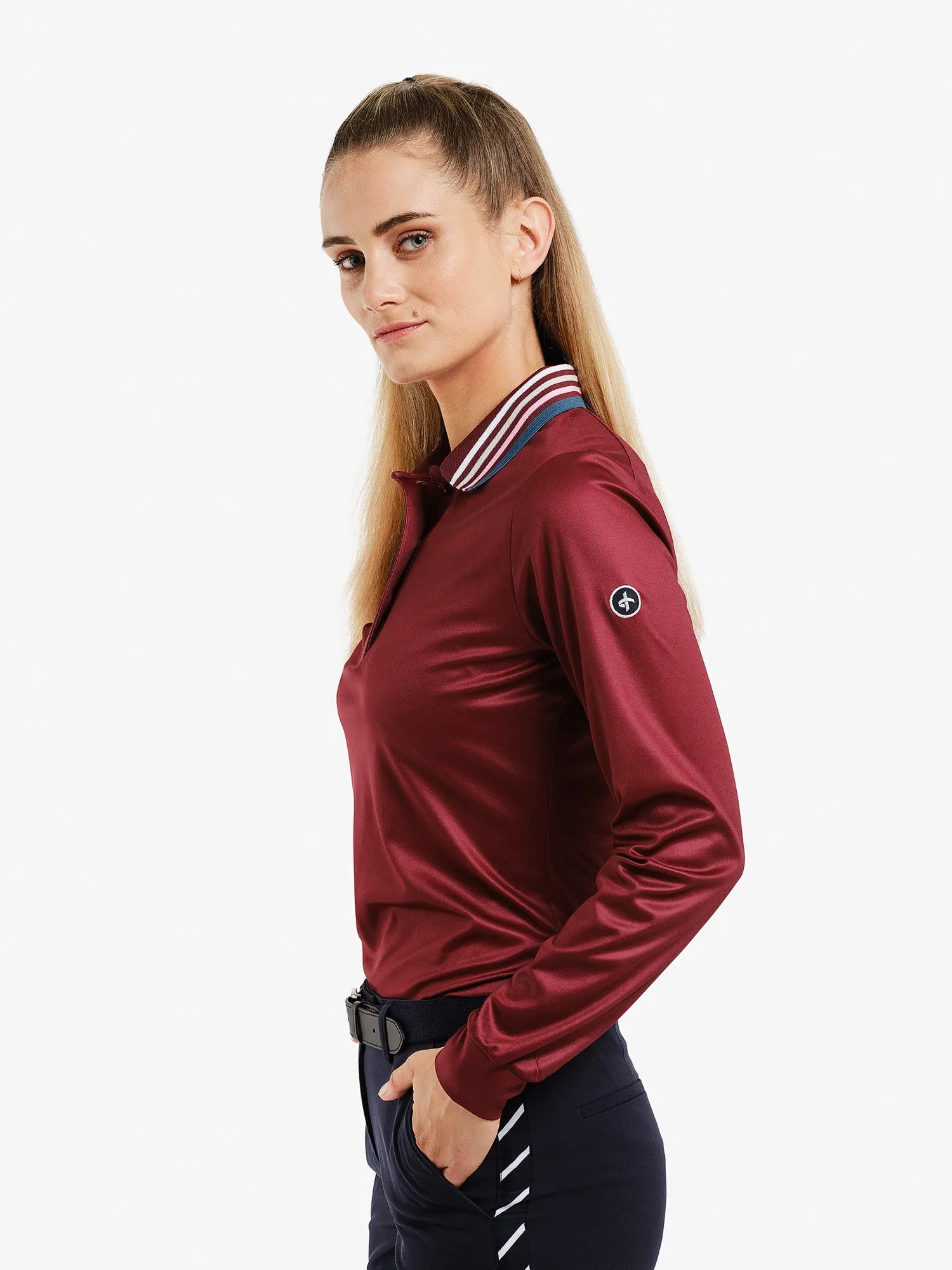 W_BLANK_Stripe_BLANK_Polo_BLANK_LS_Burgundy_2_Cross_BLANK_Sportswear