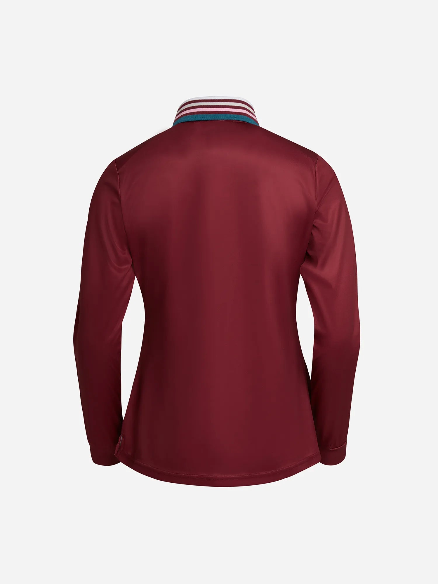 W_BLANK_Stripe_BLANK_Polo_BLANK_LS_Burgundy_Back_Cross_BLANK_Sportswear