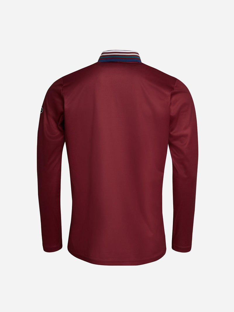 M_BLANK_Stripe_BLANK_Polo_BLANK_LS_Burgundy_Back_Cross_BLANK_Sportswear