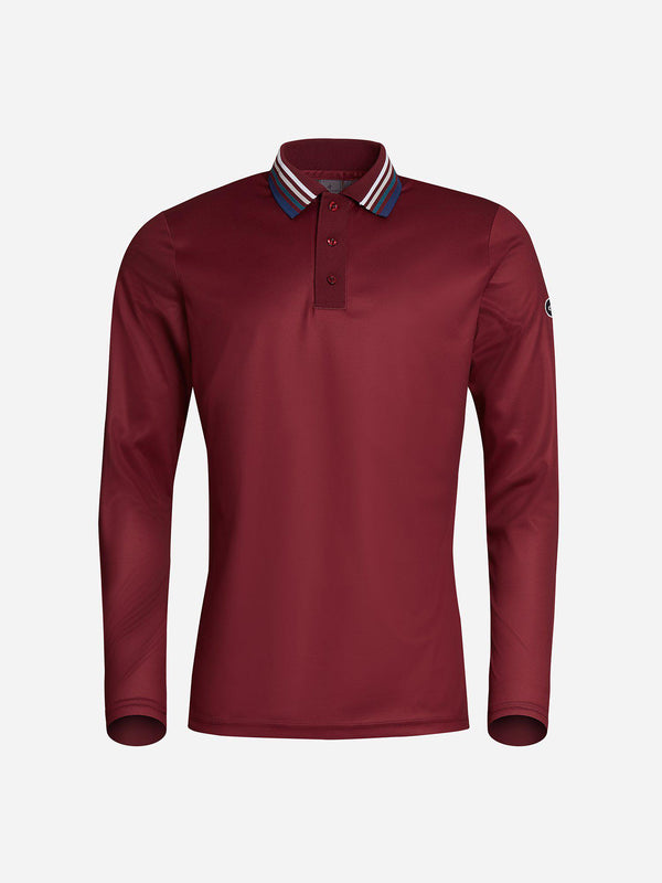 M_BLANK_Stripe_BLANK_Polo_BLANK_LS_Burgundy_Cross_BLANK_Sportswear